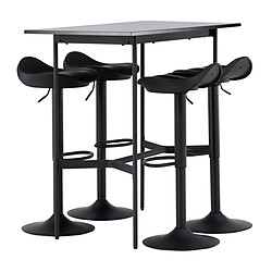 Paris Prix Ensemble Table de Bar & 4 Tabourets Rax & Adesto 120cm Noir