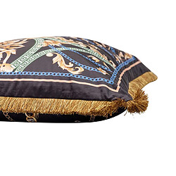 Alexandra House Living Coussin en velours garni de plumes et orné de franges 60 x 13 x 60 cm pas cher