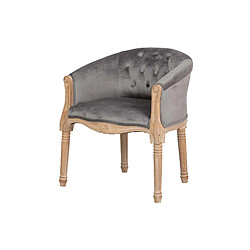 Alexandra house living Fauteuil capitonné velours - Gris