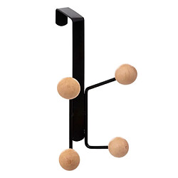 Five Simply Smart Patère de Porte 4 Boules 18cm Noir & Naturel
