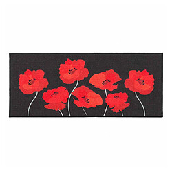 Paris Prix Tapis Déco Imprimé Coquelicots 50x120cm Noir & Rouge