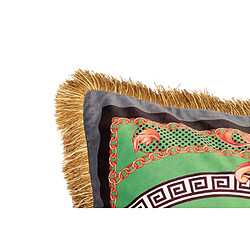 Alexandra House Living Coussin en velours garni de plumes et de franges 60 x 13 x 45 cm pas cher