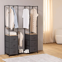 Five Simply Smart Penderie 6 tiroirs en tissu et métal TISSA - Gris