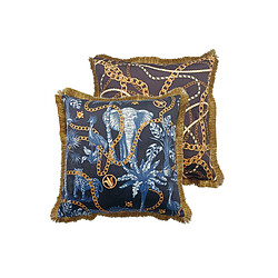 Alexandra House Living Coussin en velours garni de plumes et orné de franges 60 x 13 x 60 cm