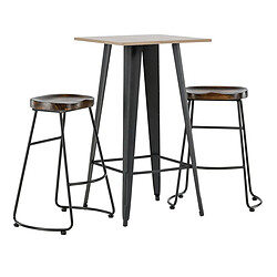 Paris Prix Ensemble Table de Bar & 2 Tabourets Tempe & Ozark 105cm Noyer & Noir