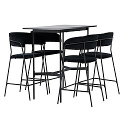 Paris Prix Ensemble Table de Bar & 4 Chaises Rax & Lui 120cm Noir