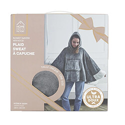 Paris Prix Plaid Poncho à Capuche Sherpa 100x150cm Gris Foncé
