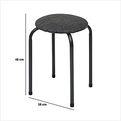 Avis Five Simply Smart Tabouret d'appoint en métal et tissu chiné FLEXY - Gris foncé