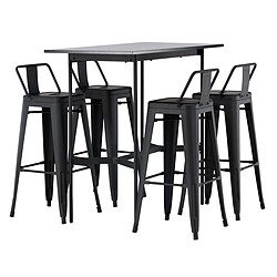 Paris Prix Ensemble Table de Bar & 4 Tabourets Rax & Tempe 120cm Noir