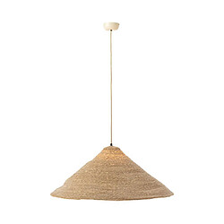 Mes Suspension 1 lampe 80x80x30 cm en jonc de mer naturel et blanc