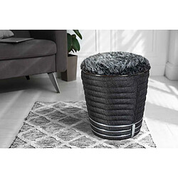 Paris Prix Tabouret en Tissu Doric 50cm Anthracite & Argent pas cher