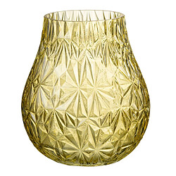 Paris Prix Vase Design en Verre Diamant 22cm Jaune