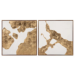 Alexandra House Living Ensemble de 2 tableaux peints à 80 % à la main et décorés de feuilles métalliques, 80 x 4 x 80 cm