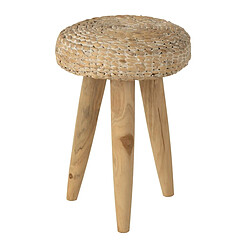 Paris Prix Tabouret Design en Teck Puglia 40cm Naturel & Blanc