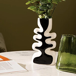 Avis Atmosphera Vase Design en Céramique Twisted Lime 28cm Noir & Blanc