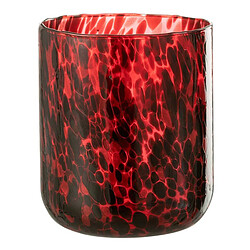 Paris Prix Photophore en Verre Tacheté Preston 20cm Rouge