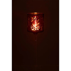 Avis Paris Prix Photophore sur Pied en Verre Feuilles 30cm Rouge