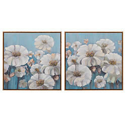 Alexandra House Living Ensemble de 2 tableaux de fleurs, peints à la main à 80 %, 60 x 4 x 60 cm