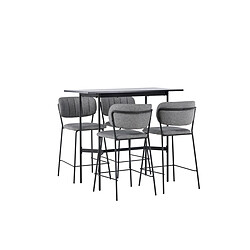 Paris Prix Ensemble Table de Bar & 4 Chaises Rax & Bell 120cm Noir & Gris