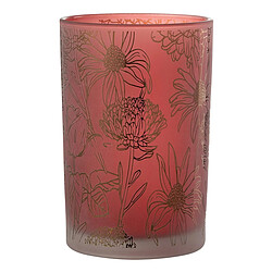Paris Prix Photophore Déco en Verre Mat Fleurs 18cm Rouge