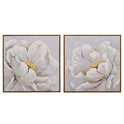 Alexandra House Living Ensemble de 2 tableaux de fleurs, peints à la main à 80 %, 60 x 4 x 60 cm