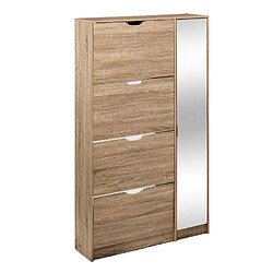 Five Simply Smart Meuble range-chaussures 4 tiroirs 24 paires avec miroir - Beige