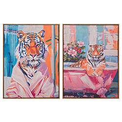 Alexandra House Living Ensemble de 2 tableaux de tigres, peints à 80 % à la main, 60 x 4 x 80 cm