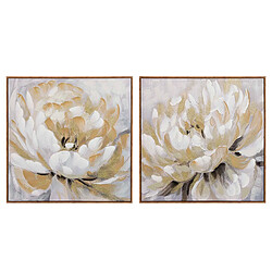Alexandra House Living Ensemble de 2 tableaux de fleurs, peints à la main à 80 %, 80 x 4 x 80 cm