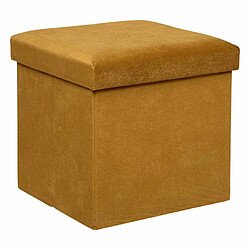 Atmosphera Pouf-coffre pliable velours - Ocre