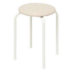 Five Simply Smart Tabouret d'appoint en métal et tissu chiné FLEXY - Beige