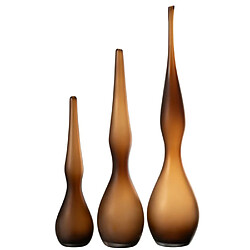 Paris Prix Lot de 3 Vases en Verre Yoko 64cm Marron
