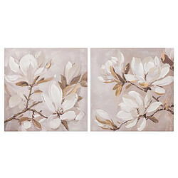 Alexandra House Living Ensemble de 2 toiles à motifs floraux, peintes à la main à 80 %, 60 x 3 x 60 cm