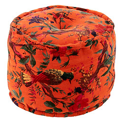 Paris prix Pouf velours motif oiseaux - Orange