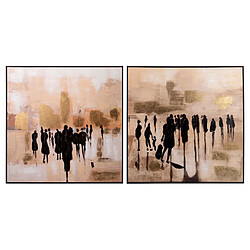 Alexandra House Living Ensemble de 2 tableaux Boulevard encadrés noirs 100 x 4 x 100 cm
