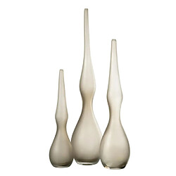 Paris Prix Lot de 3 Vases en Verre Yoko 64cm Grège