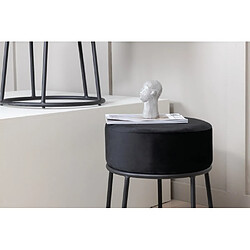 Paris prix Pouf rond velours - Noir pas cher