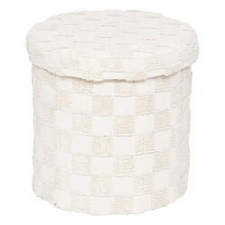 Atmosphera Pouf-coffre rond tufté - Blanc