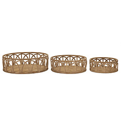 Paris Prix Lot de 3 Plateaux Décoratifs en Rotin Fuji 50cm Naturel