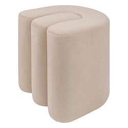 Atmosphera Pouf rond en velours - Beige