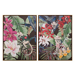 Alexandra House Living Ensemble de 2 tableaux de macaques avec cadre doré 60 x 4 x 80 cm