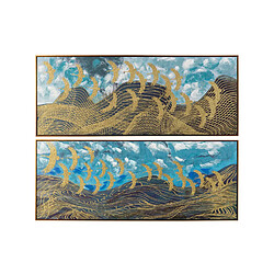 Alexandra House Living Ensemble de 2 tableaux peints à la main à 80 %, sur papier métallisé, 150 x 4 x 60 cm