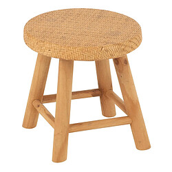 Paris Prix Tabouret Rond Cannage en Rotin Malinda 29cm Naturel