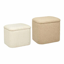 Atmosphera Lot de 2 poufs coffre bouclette - Beige
