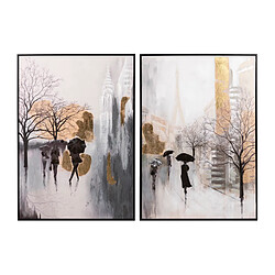 Alexandra House Living Ensemble de 2 tableaux encadrés Boulevard Gold 70 x 4 x 100 cm