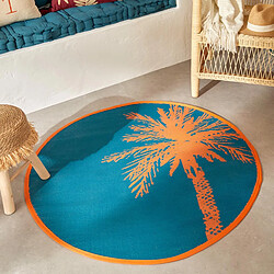 Atmosphera Tapis Déco Palmier Yucatan 120cm Bleu Canard