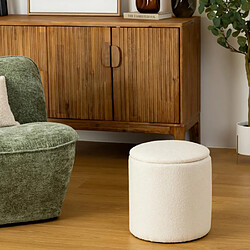 Acheter Atmosphera Pouf-coffre rond bouclette - Blanc