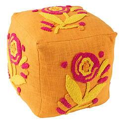 Paris prix Pouf fleur en coton - Orange