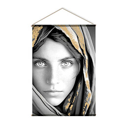 Paris Prix Toile Murale à Suspendre Afghane 90x130cm Noir & Or