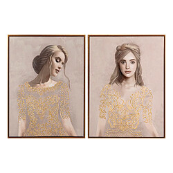 Alexandra House Living Ensemble de 2 tableaux de femmes avec cadre doré 60 x 4 x 80 cm