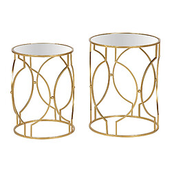 Alexandra House Living Lot de 2 tables d'appoint en métal avec miroir, dimensions : 43 x 43 x 55 cm et 38 x 38 x 50 cm.
